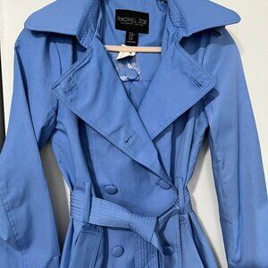 Rachel Zoe Blue Trench Coat Raincoat- Water Resistant